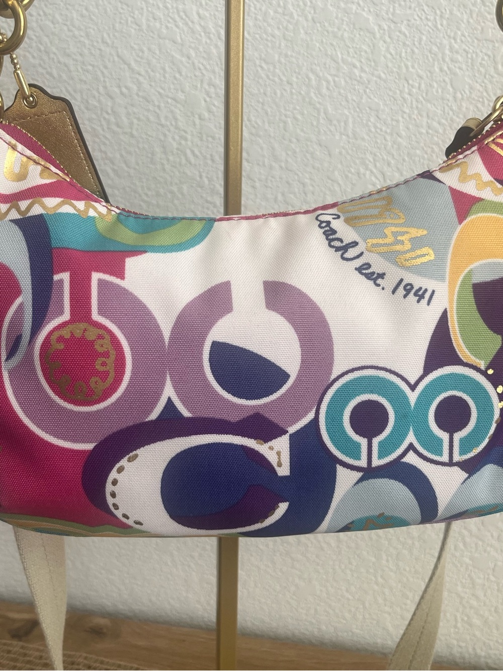 Rare Coach Poppy Pop C Graffiti shoulder bag multi-colored gold - Picture 5 of 11
